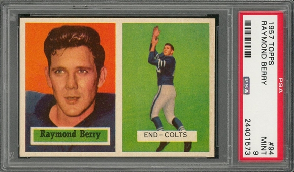 1957 Topps Football #94 Raymond Berry Rookie Card – PSA MINT 9 "1 of 3!"